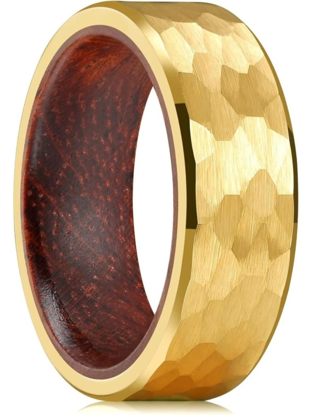 Hammered 8mm Silver Tungsten Wedding Band for Men | Comfort Fit Ring